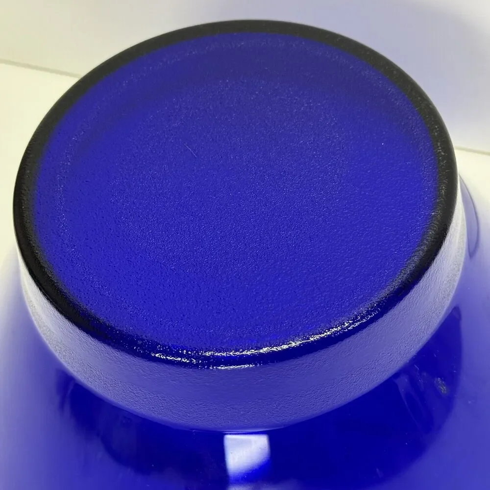 MCM Vintage Cobalt Blue Glass Serving‎ Bowl MCM Textured Bottom HTF